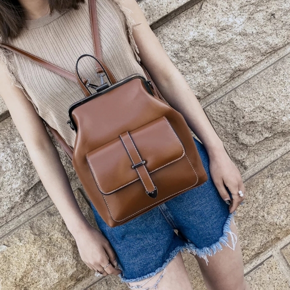 *NEW Cute Small Leather Backpack Crossbody Shoulder Purse Vintage Style Chic B… - Picture 8 of 14